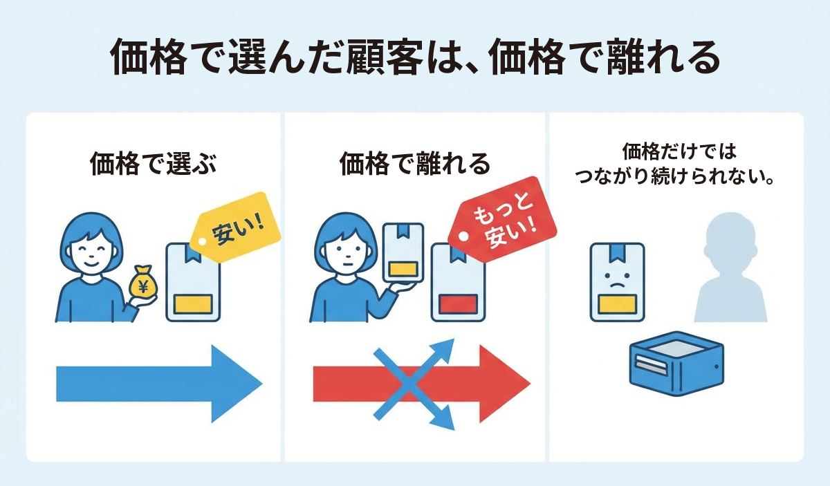 価格で選ばれた顧客は、価格で離れる